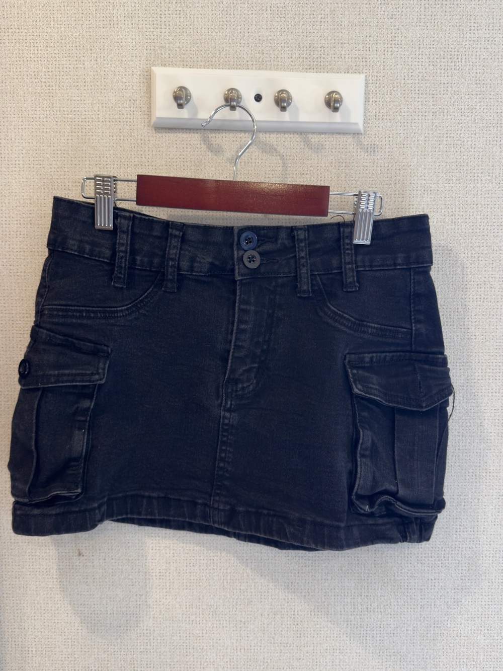 SHEIN Black Cargo Denim Mini Skort